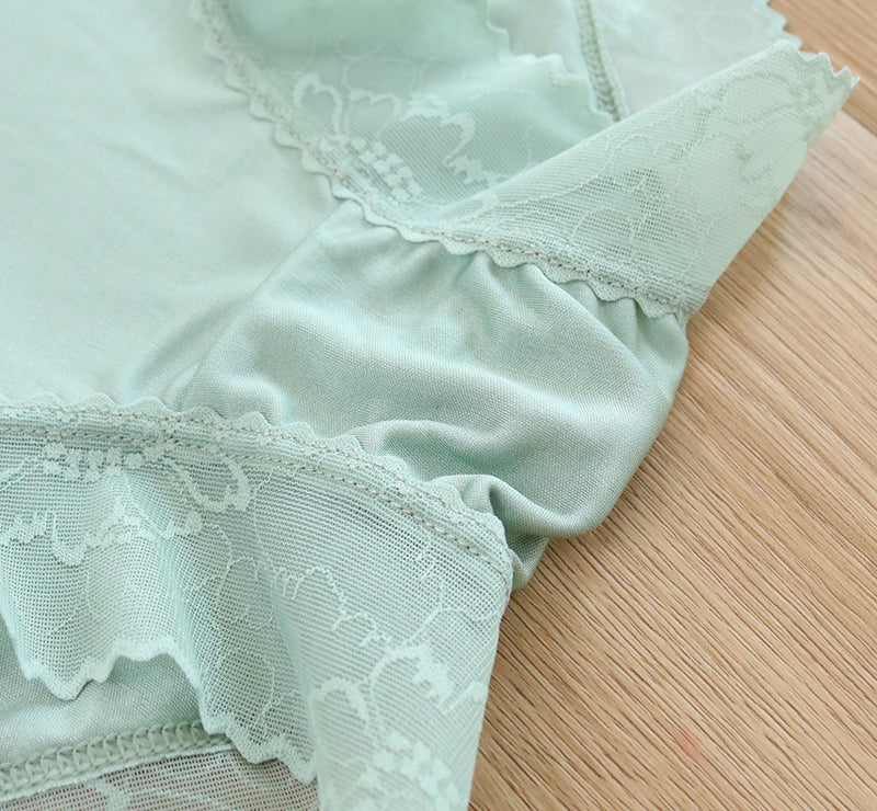 Silk Female Lace Sexy Bag Hip Breathable Simple High Waist Spring And Autumn Solid Color Panties