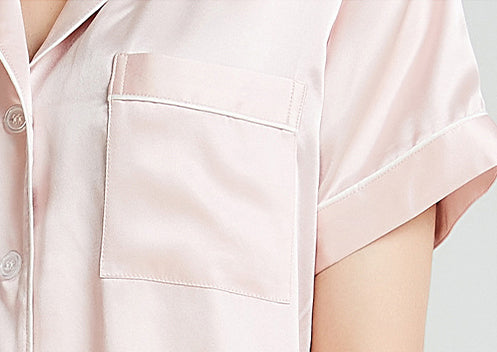 Female Short-Sleeved Shorts 19 Momme Silk Summer Lapel Cool Simple And Comfortable Multicolor Pajamas Two-Piece Set
