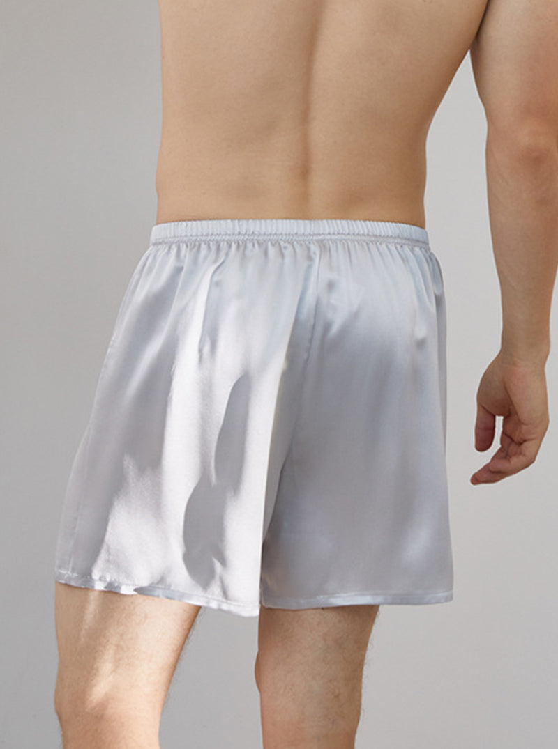 Male 19 Momme Silk Summer Boxer Comfortable Breathable Solid Color Shorts Can Be Wearable Outside