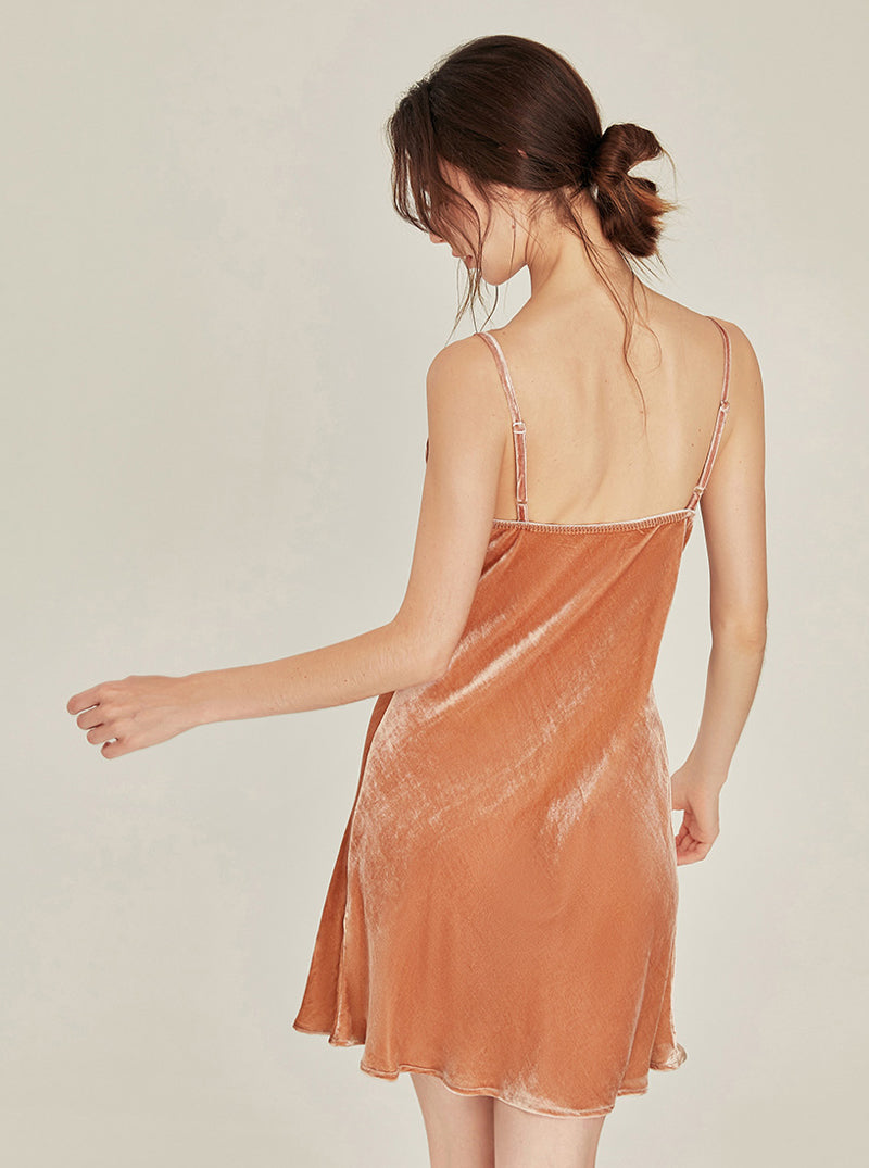 Warm Female Spring Autumn Matching Pajamas Silk Velvet Simplicity Elegant V Collar Sling Short Nightdress And Medium Length Night-Robe Set