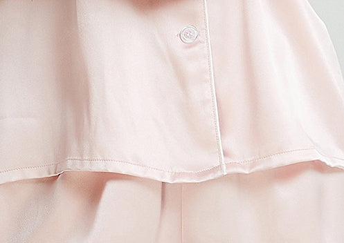 Female Short-Sleeved Shorts 19 Momme Silk Summer Lapel Cool Simple And Comfortable Multicolor Pajamas Two-Piece Set