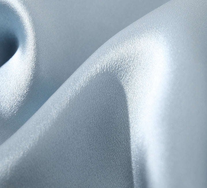 Silk Wedding Morning Robe V Collar Advanced Sense Simplicity Pure Color Medium Length Night-Robe Female