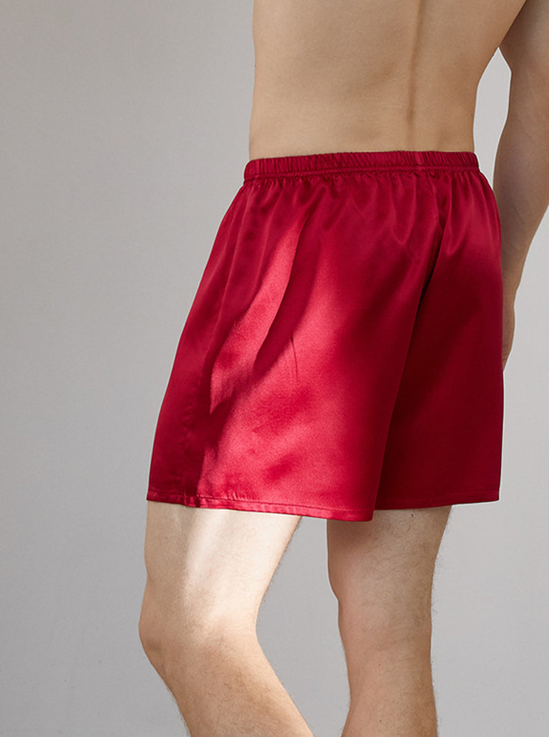 Male 19 Momme Silk Summer Boxer Comfortable Breathable Solid Color Shorts Can Be Wearable Outside