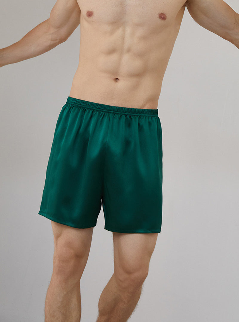 Male 19 Momme Silk Summer Boxer Comfortable Breathable Solid Color Shorts Can Be Wearable Outside