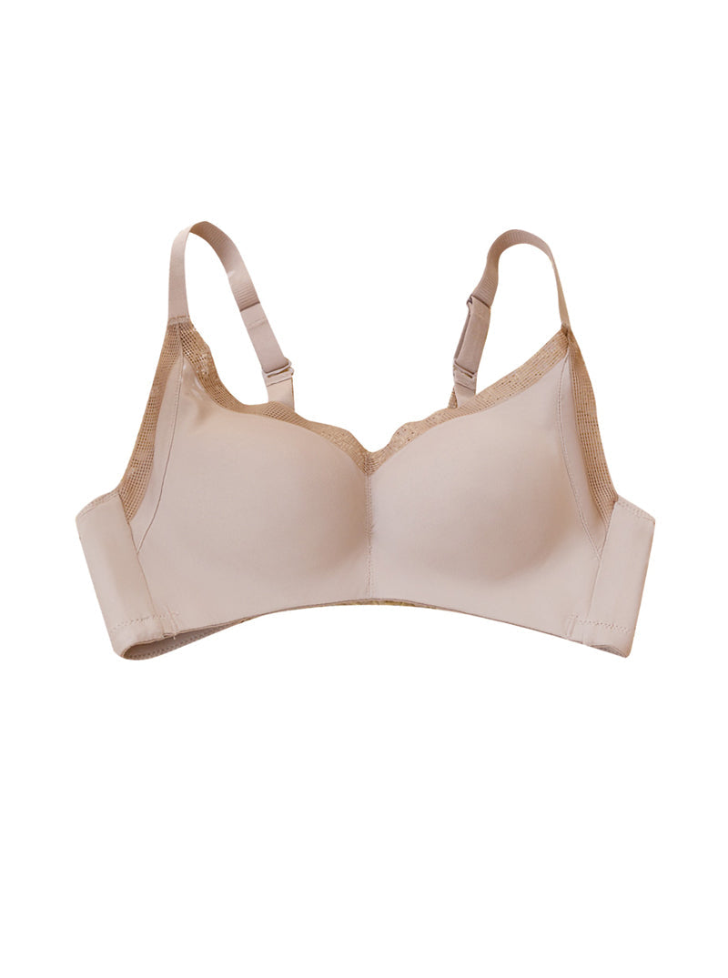 Pure Color Simple Comfortable No Steel Ring Mulberry Silk Mesh Daily Silk Bra