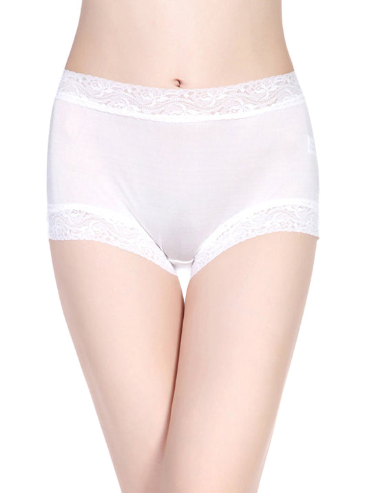 Lace Pure Color Sexy Mid-Waist Mulberry Silk Light And Breathable Silk Panties