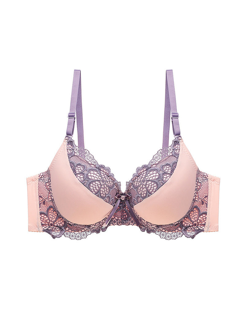 Sexy Lace Hollow Out Super Push-Up With Steel Ring Comfortable Nylon Three-Breasted Versatile Bra