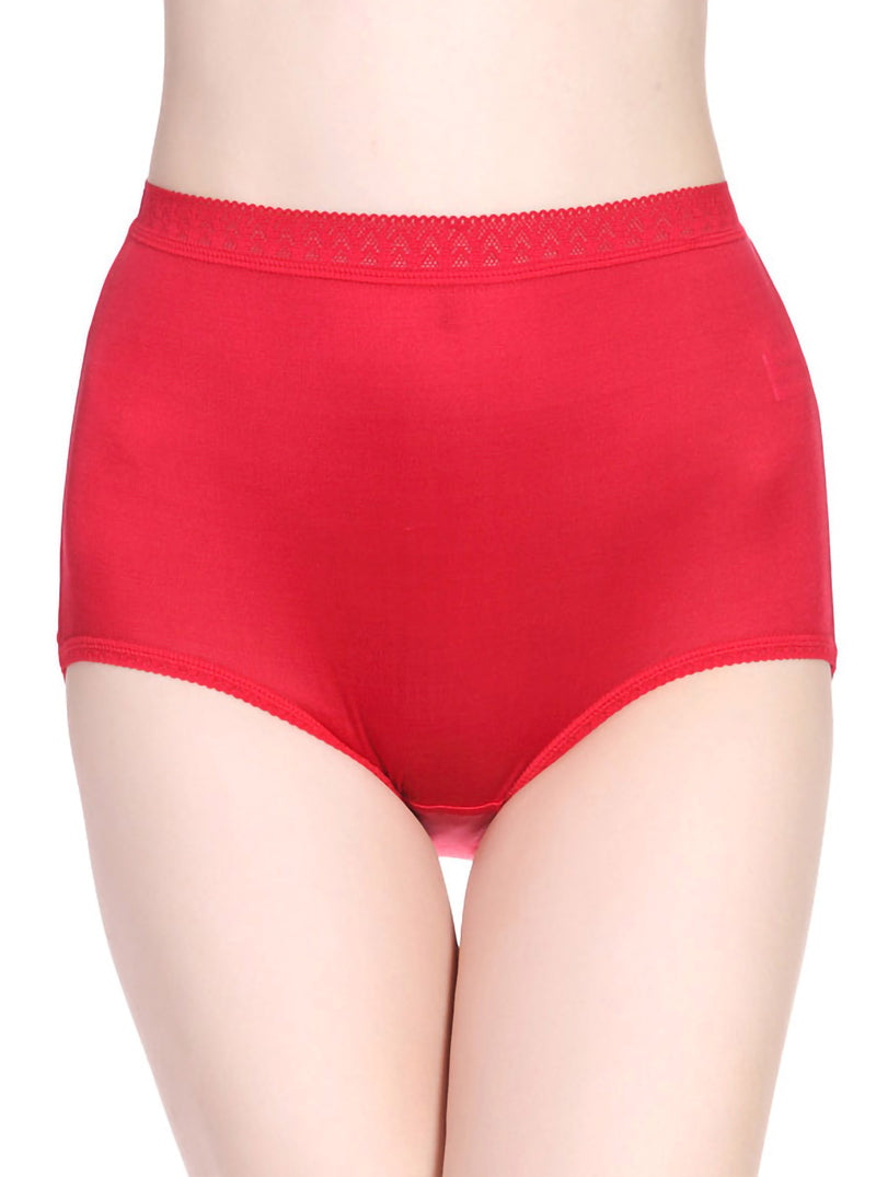 Pure Color Mulberry Silk Thin Breathable High Waist Briefs Lace Silk Panties