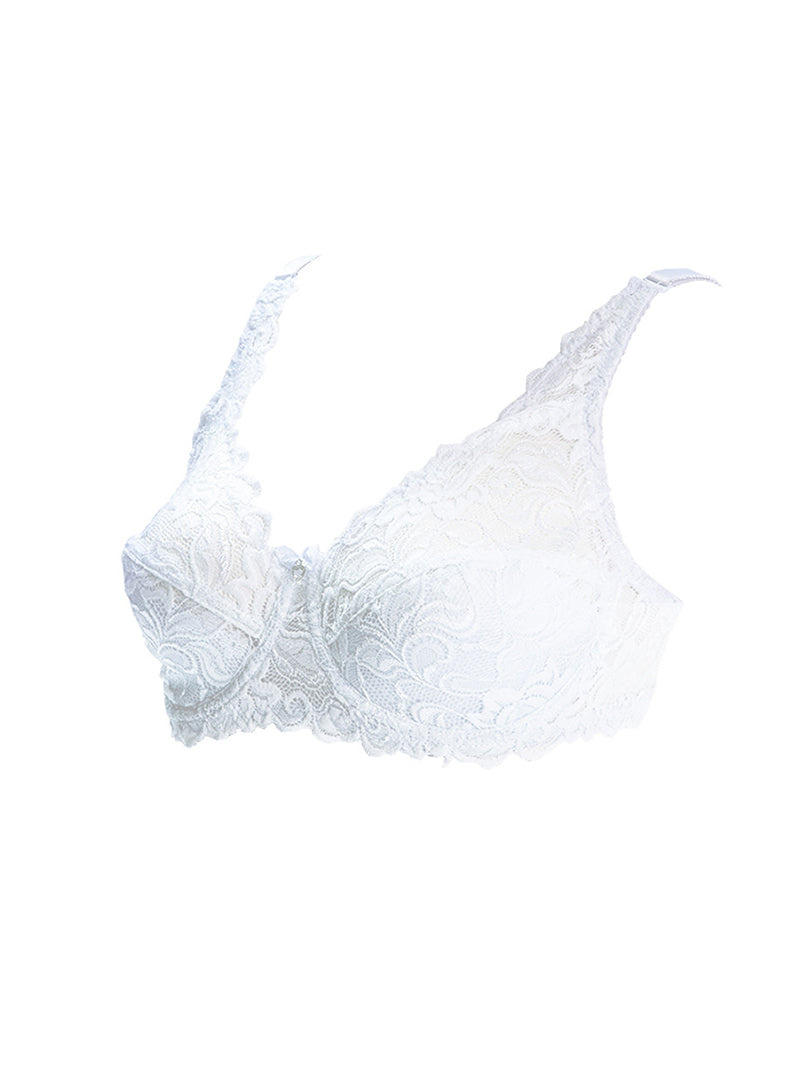 Pure Summer Large Cup Thinner Sexy Lace Anti-Exposure Comfortable Breathable Double-Breasted Bra
