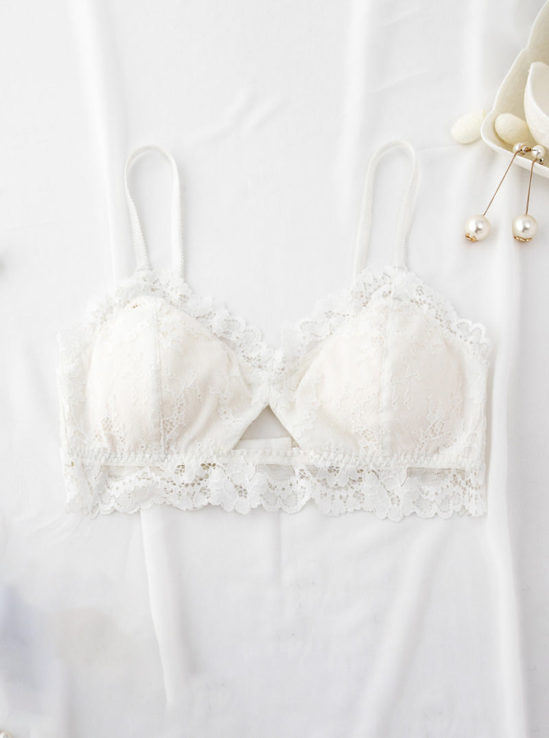 Hollow Sexy Lace Breathable Mulberry Silk Thin Double-Breasted Triangle Cup All-Match Silk Bra