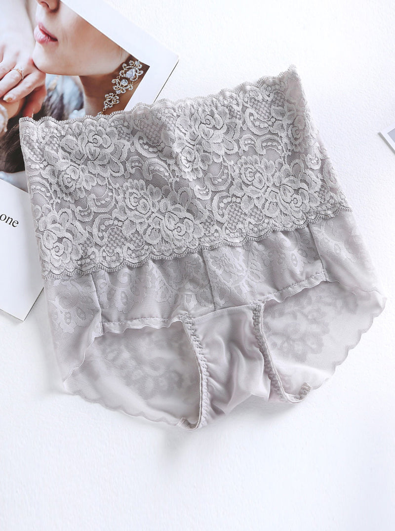 Light And Breathable Pure Color Knitted High Waist Silk Lace Panties