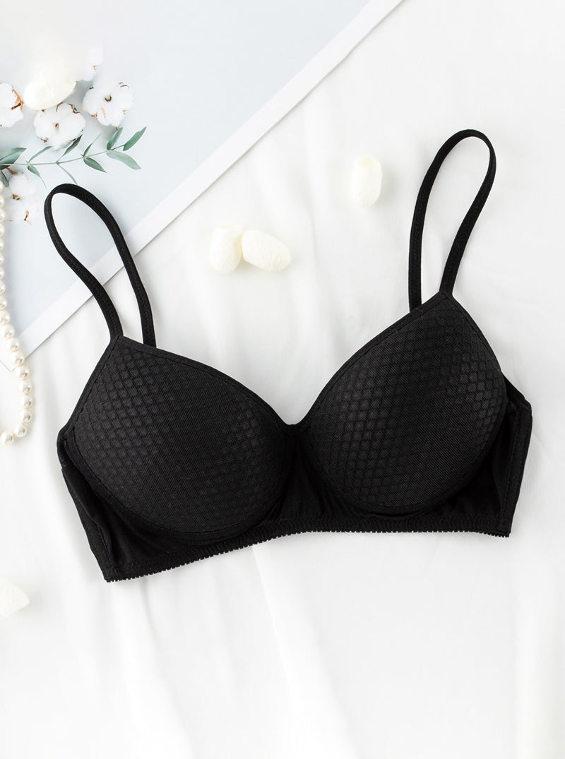 Comfortable Mesh Hole Mulberry Silk No Steel Ring Summer Thin Breathable Silk Pure Color Bra