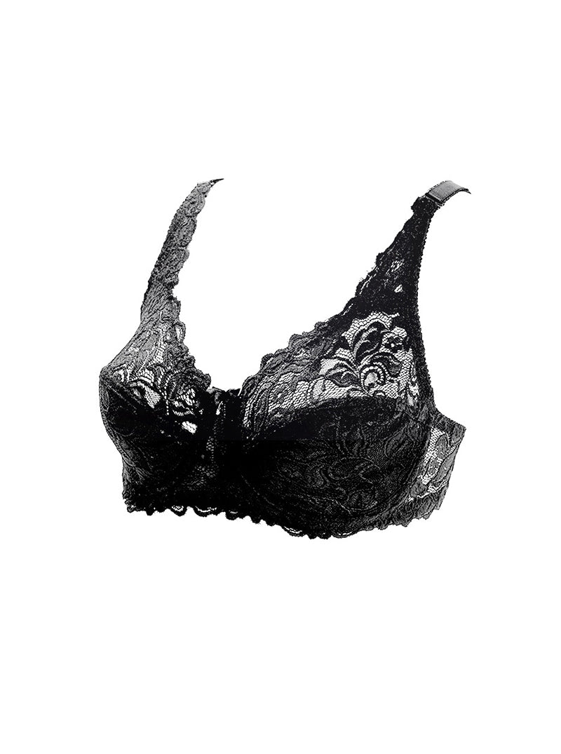 Pure Summer Large Cup Thinner Sexy Lace Anti-Exposure Comfortable Breathable Double-Breasted Bra