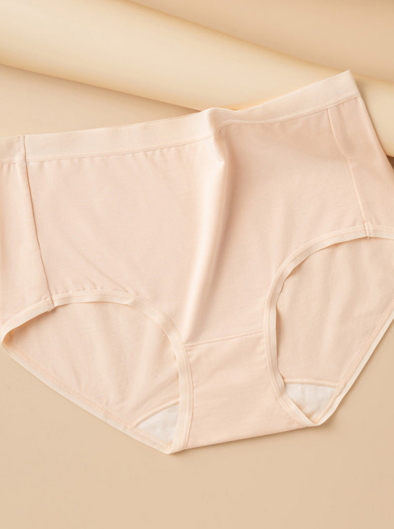 Elastic High Waist Pure Color Knitted Simple Breathable Silk Triangle Panties