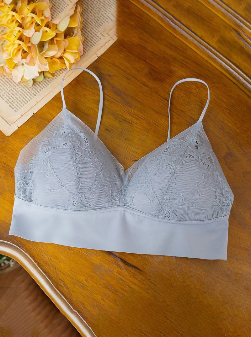 Pure Color Mulberry Silk Elasticity No Steel Ring Breathable Lace Sexy Silk Bra