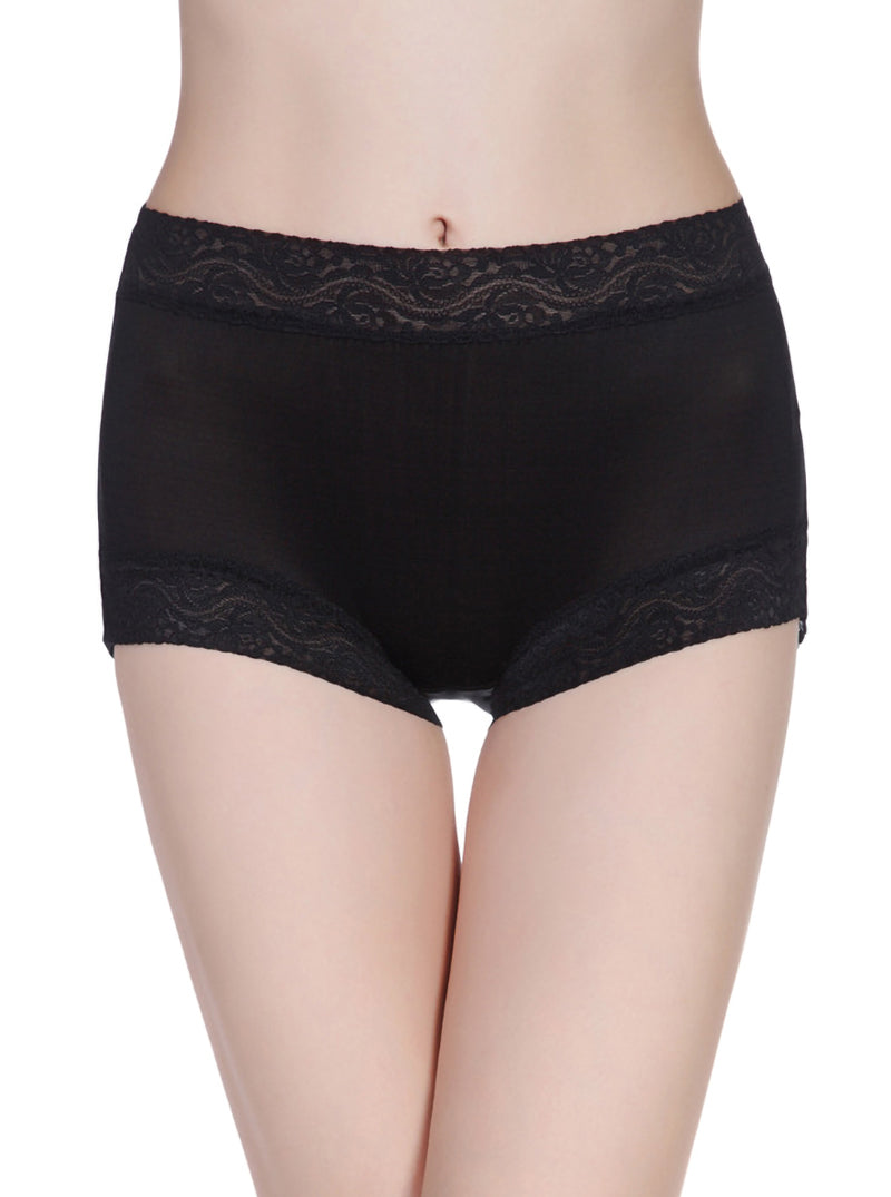 Lace Pure Color Sexy Mid-Waist Mulberry Silk Light And Breathable Silk Panties