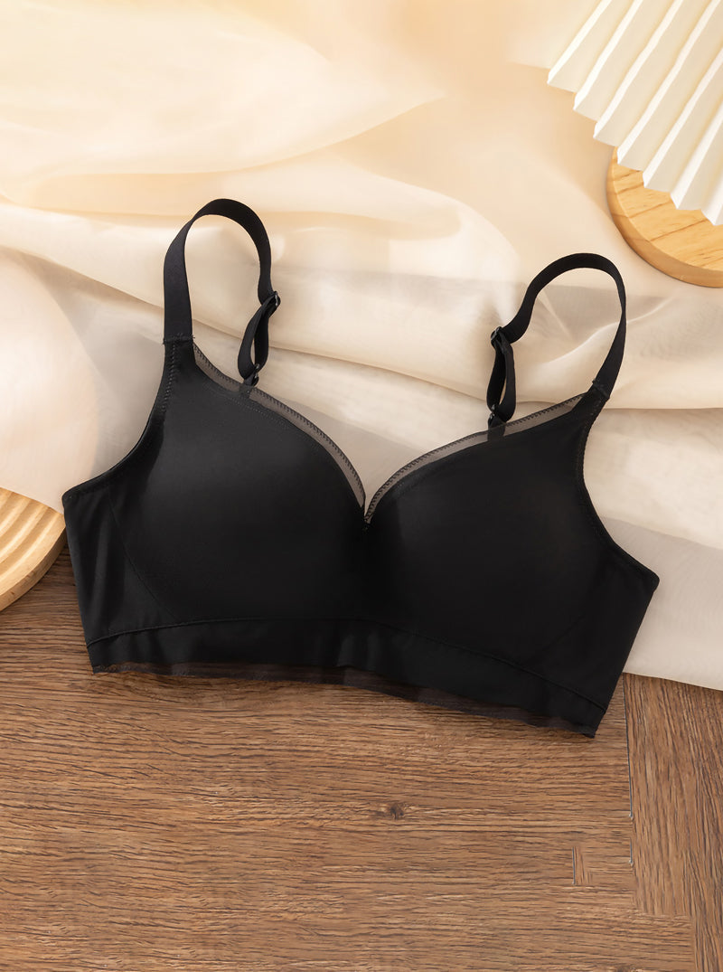 Pure Color Simple Comfortable Thin Sports No Steel Ring Adjustable Silk Bra