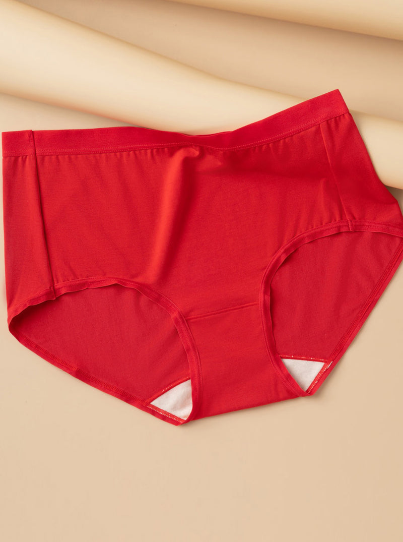 Elastic High Waist Pure Color Knitted Simple Breathable Silk Triangle Panties