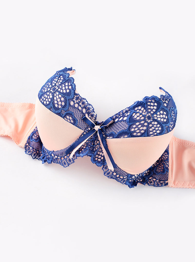 Sexy Lace Hollow Out Super Push-Up With Steel Ring Comfortable Nylon Three-Breasted Versatile Bra