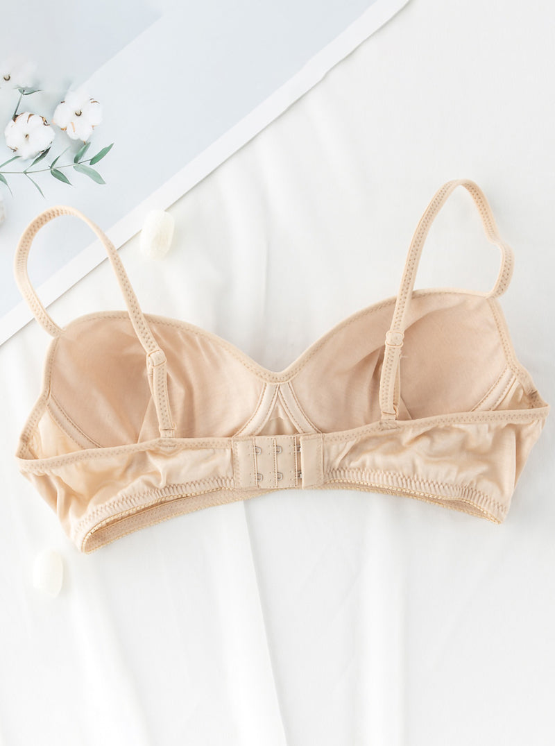 Comfortable Mesh Hole Mulberry Silk No Steel Ring Summer Thin Breathable Silk Pure Color Bra
