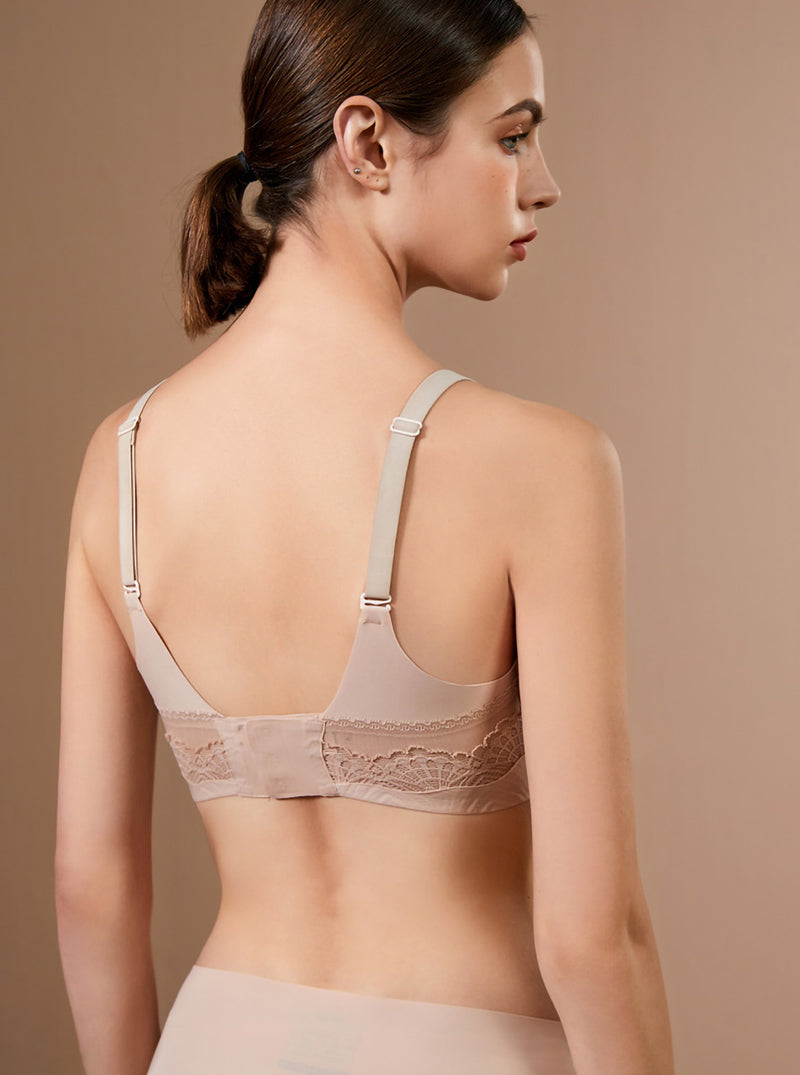 High Elastic Sports Adjustable Shoulder Straps No Steel Ring Silk Solid Color Lace Breathable Bra