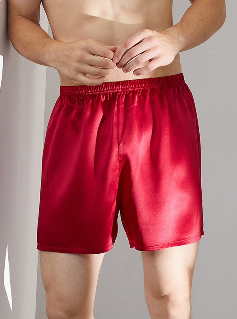Male 19 Momme Silk Summer Boxer Comfortable Breathable Solid Color Shorts Can Be Wearable Outside