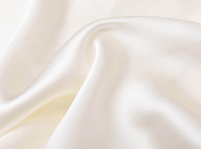 Silk Summer Advanced Sense Can Be Outdoors Simplicity Milk White Tulle Splicing Round Collar Short-Sleeve Female Loose Nightdress
