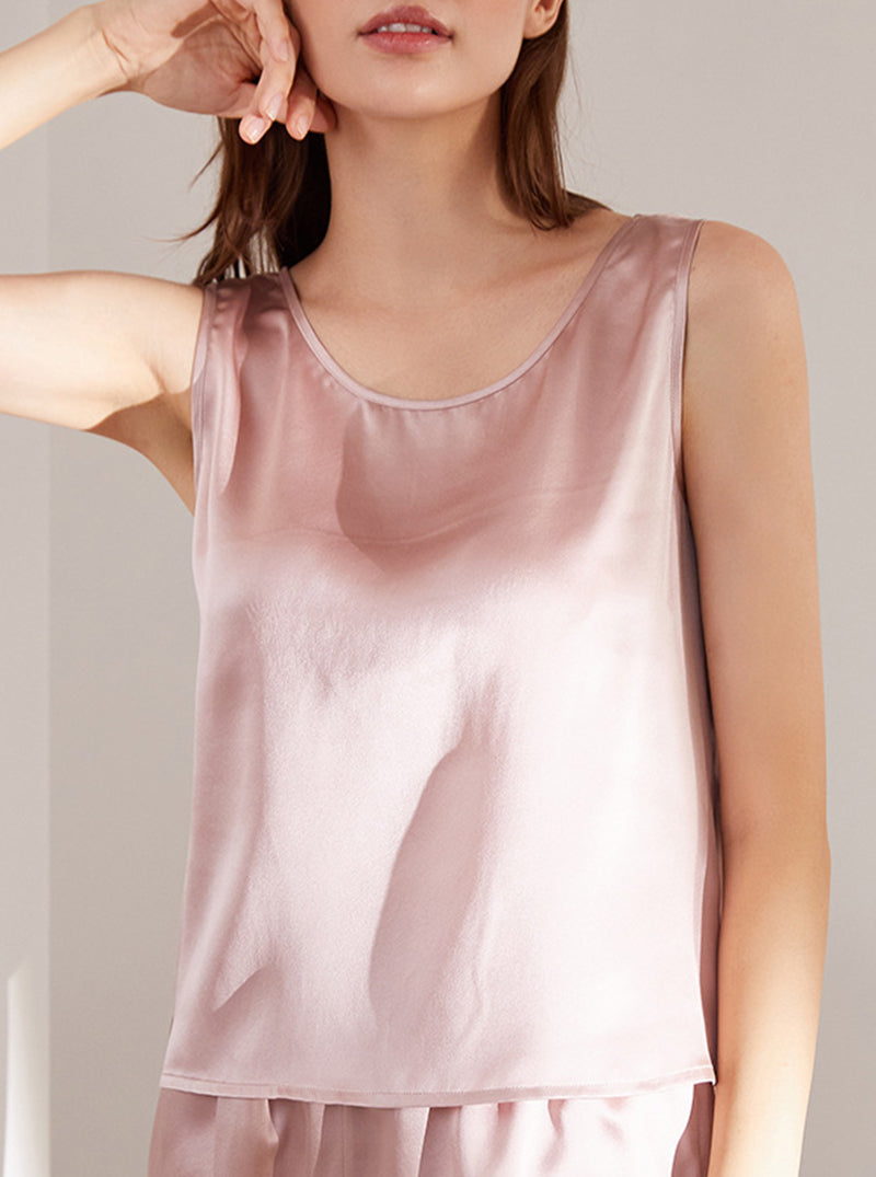 19 Momme Silk Summer Female Crew Neck Skin-Friendly Breathable Comfortable Cool Multicolor Vest Pajamas