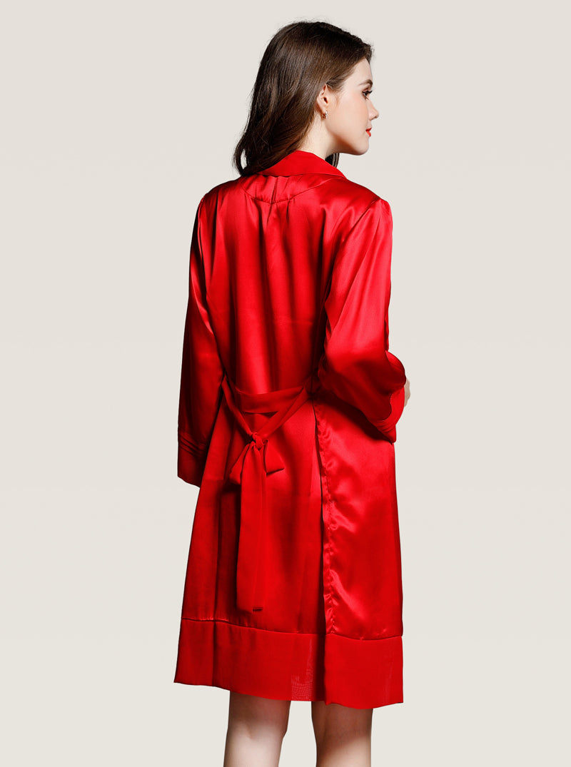 Female Silk Summer V-Neck Stitching Design Simple Fashion Classic Version Suspender Nightdress Long-Sleeved Night-Robe Two-Piece Set