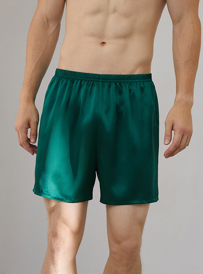 Male 19 Momme Silk Summer Boxer Comfortable Breathable Solid Color Shorts Can Be Wearable Outside