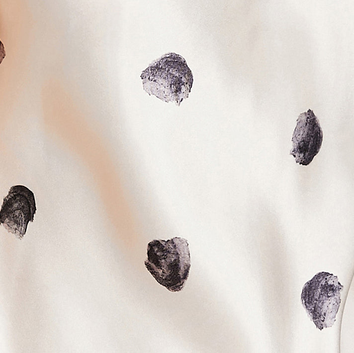 Silk Female Summer V Collar Cute Black Printing Polka Dots Milk White Slim Sling Nightdress
