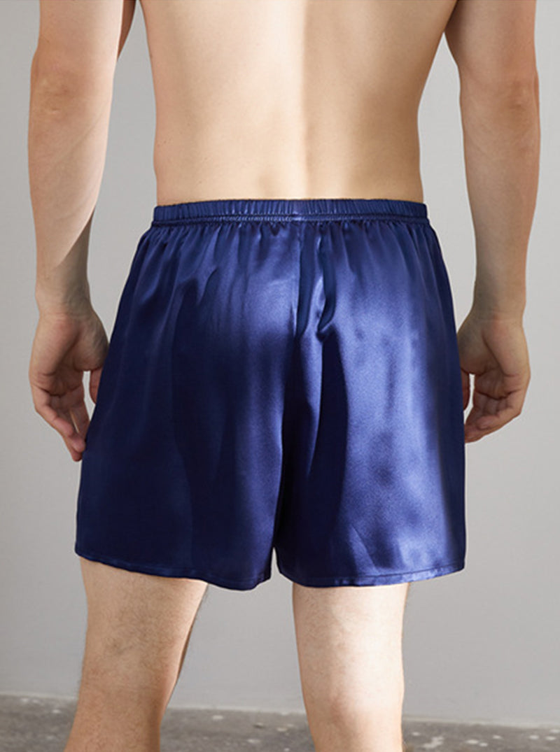 Male 19 Momme Silk Summer Boxer Comfortable Breathable Solid Color Shorts Can Be Wearable Outside