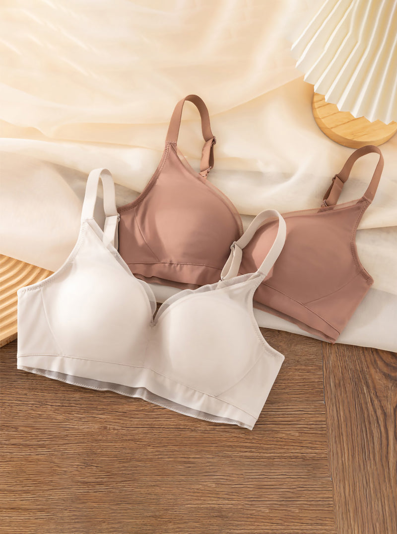 Pure Color Simple Comfortable Thin Sports No Steel Ring Adjustable Silk Bra