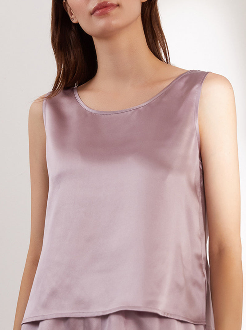 19 Momme Silk Summer Female Crew Neck Skin-Friendly Breathable Comfortable Cool Multicolor Vest Pajamas