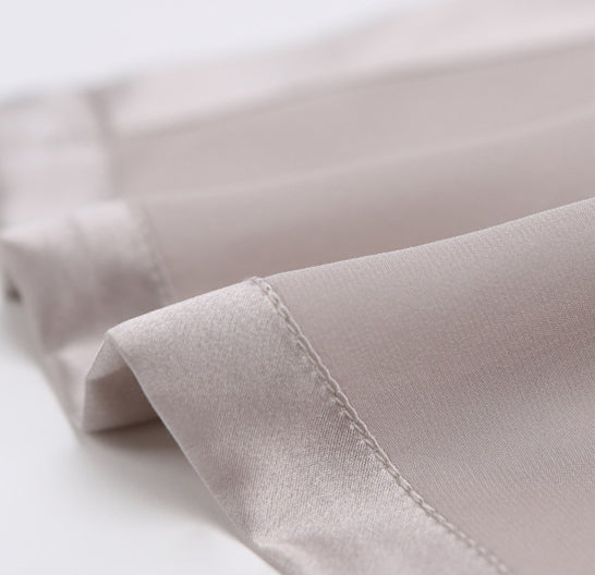 Senior Grey 19 Momme Silk Female V-Neck Summer Loose Casual Comfortable Short Sleeve Shirt Nightdress