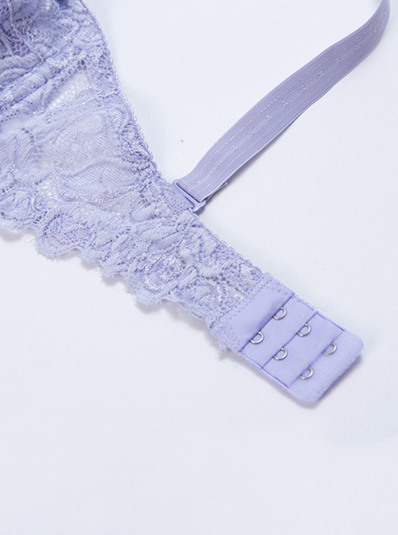 Pure Summer Large Cup Thinner Sexy Lace Anti-Exposure Comfortable Breathable Double-Breasted Bra