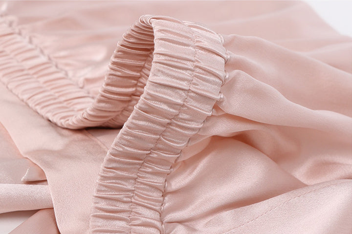 22 Momme Female Small Lapel Solid Color Autumn And Winter Simple Basic Version Long-Sleeved Trousers Pajamas Two-Piece Set