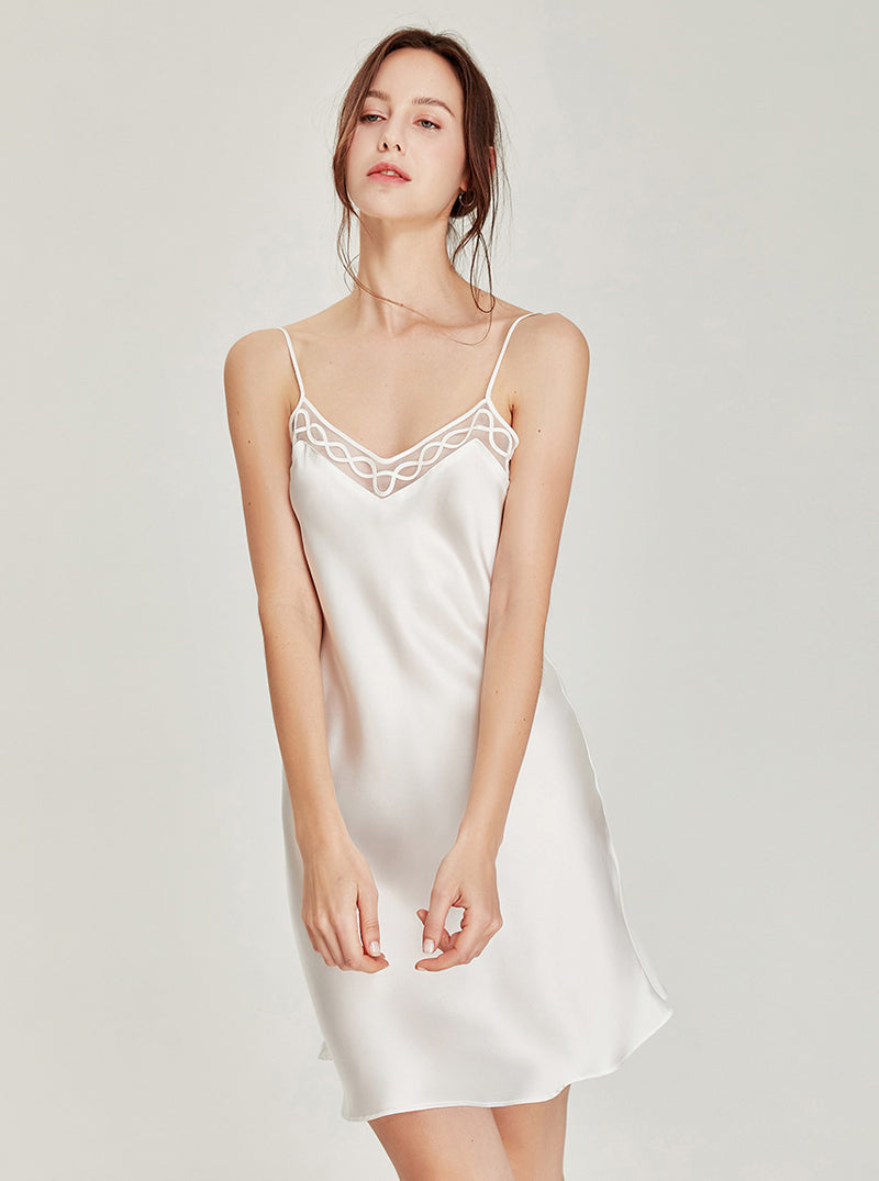 Solid Color Silk Autumn And Winter Female Lace V-Neck Sexy Luxury Soft Long-Sleeved Nightgown Suspenders Nightdress Two-Piece Set