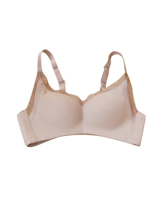 Pure Color Simple Comfortable No Steel Ring Mulberry Silk Mesh Daily Silk Bra