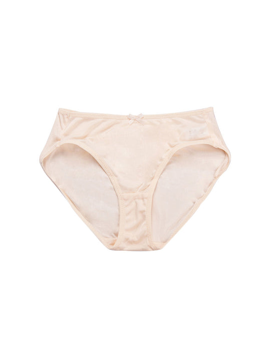 Summer Comfortable Breathable Pure Color Simple Mulberry Silk Grils Kids Silk Triangle Panties