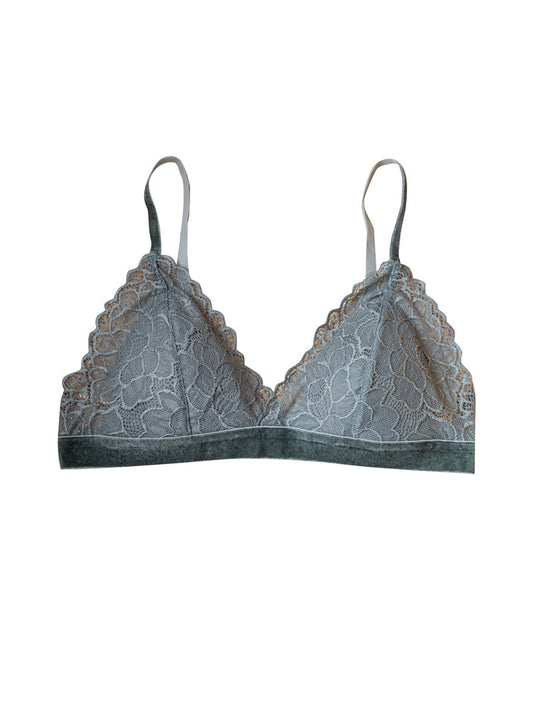 Elegant Retro Mulberry Silk Summer Thin Lace Triangle Cup Adjustable Silk No Steel Ring Bra