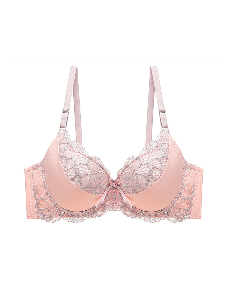 Sexy Lace Hollow Out Super Push-Up With Steel Ring Comfortable Nylon Three-Breasted Versatile Bra