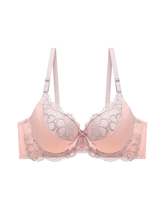 Sexy Lace Hollow Out Super Push-Up With Steel Ring Comfortable Nylon Three-Breasted Versatile Bra