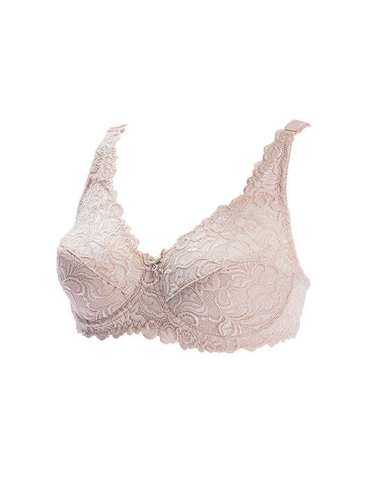 Pure Summer Large Cup Thinner Sexy Lace Anti-Exposure Comfortable Breathable Double-Breasted Bra
