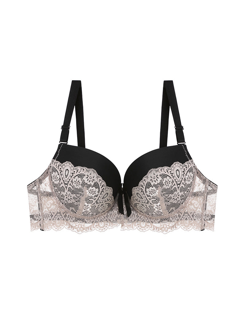 French Style Lace Sexy Thin Breathable Push-Up With Steel Ring Daily Versatile Three-Breasted Bra
