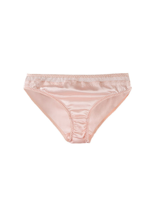 Silk Female Sweet Low Waist Fit Sexy Comfortable Pure Color Lace Panties