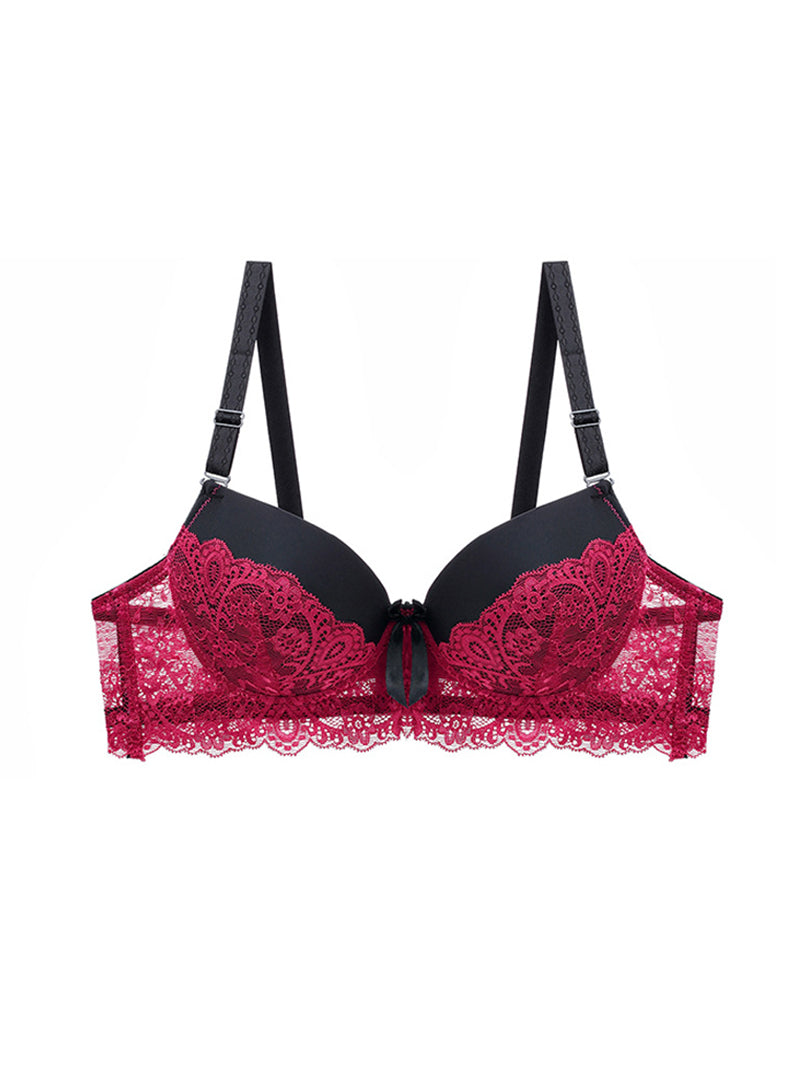 French Style Lace Sexy Thin Breathable Push-Up With Steel Ring Daily Versatile Three-Breasted Bra