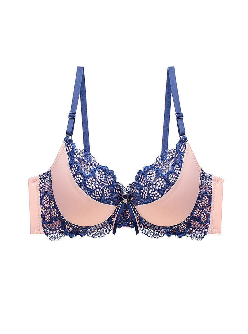 Sexy Lace Hollow Out Super Push-Up With Steel Ring Comfortable Nylon Three-Breasted Versatile Bra