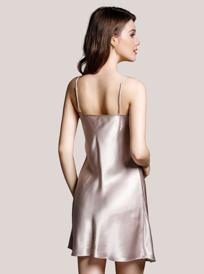 Silk Summer Sexy Female Lace Embroidery Slim Mature Solid Color V-Neck Suspender Nightdress