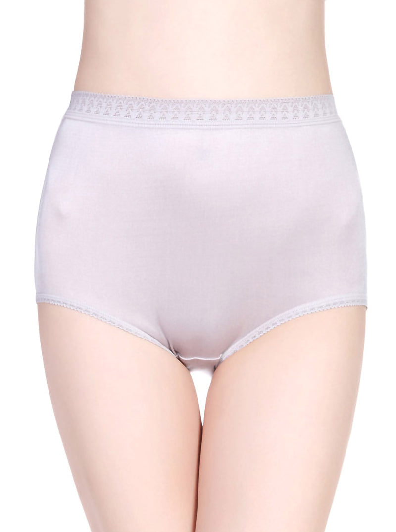 Pure Color Mulberry Silk Thin Breathable High Waist Briefs Lace Silk Panties